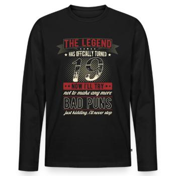 The legend officially 19 years 19th birthday - Men's Premium Organic Long Sleeve Shirt - black - Front - Nico (187cm)