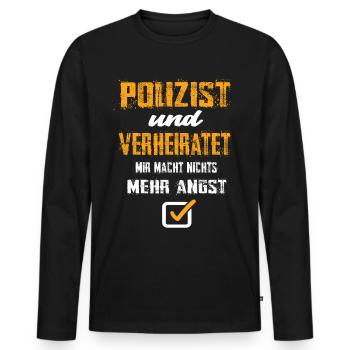Polizist und Verheiratet - Männer Premium Bio Langarmshirt - Schwarz - Vorne - Nico (187cm)