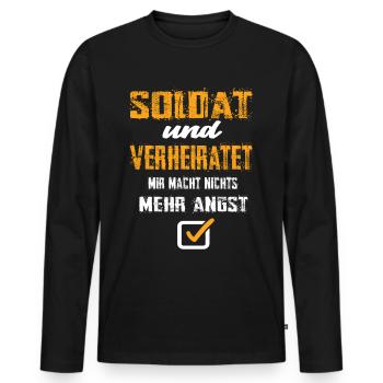 Soldat und Verheiratet - Männer Premium Bio Langarmshirt - Schwarz - Vorne - Nico (187cm)