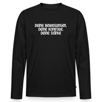 Pilates - Deine Bewegungen, deine Kontrolle, - Männer Premium Bio Langarmshirt - Schwarz - Vorne - Nico (187cm)