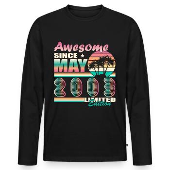 2003 Jahr Geburtstag Legendär seit Mai 2003 - Männer Premium Bio Langarmshirt - Schwarz - Vorne - Nico (187cm)