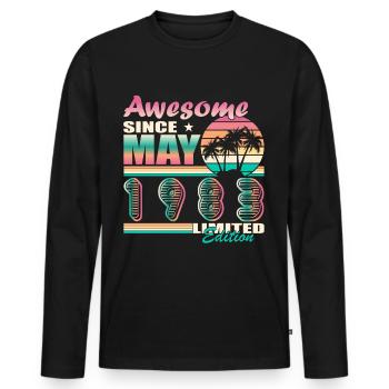 May 1983 Vintage vintage birthday retro - Men's Premium Organic Long Sleeve Shirt - black - Front - Nico (187cm)