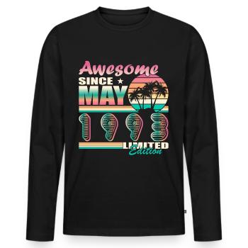 Year of birth 1993 May - Men's Premium Organic Long Sleeve Shirt - black - Front - Nico (187cm)