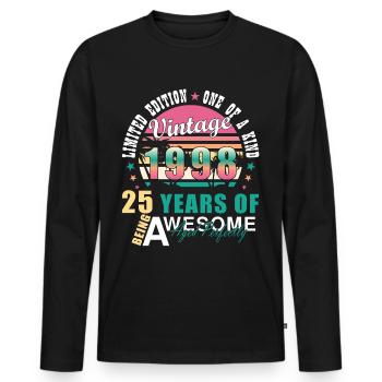 Vintage 1998 98 Birthday Retro vintage gift - Men's Premium Organic Long Sleeve Shirt - black - Front - Nico (187cm)