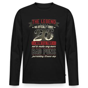 The legend officially 26 years 26th birthday - Men's Premium Organic Long Sleeve Shirt - black - Front - Nico (187cm)