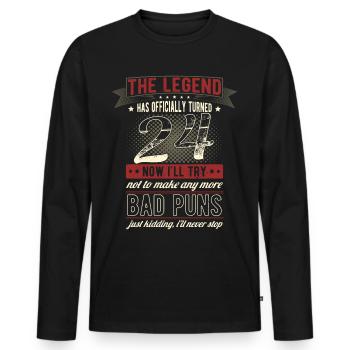 Die Legende Offiziell 24 Jahre 24. Geburtstag - Männer Premium Bio Langarmshirt - Schwarz - Vorne - Nico (187cm)