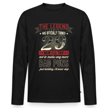 The legend officially 29 years 29th birthday - Men's Premium Organic Long Sleeve Shirt - black - Front - Nico (187cm)