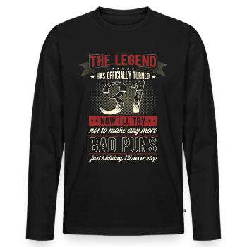 La légende officielle 31 ans 31ème anniversaire - T-shirt manches longues Premium bio Homme - noir - Devant - Nico (187cm)