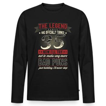 Die Legende Offiziell 35 Jahre 35. Geburtstag - Männer Premium Bio Langarmshirt - Schwarz - Vorne - Nico (187cm)