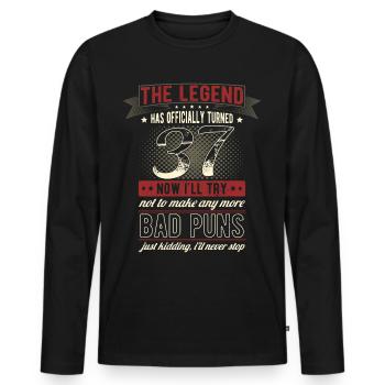 The legend officially 37 years 37th birthday - Men's Premium Organic Long Sleeve Shirt - black - Front - Nico (187cm)