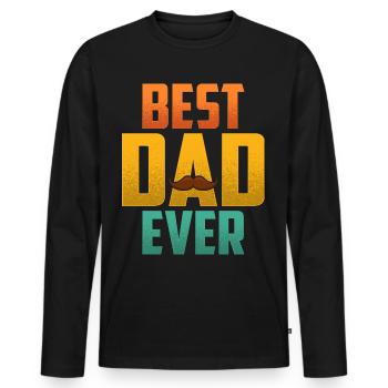 Meilleur papa de tous les temps - T-shirt manches longues Premium bio Homme - noir - Devant - Nico (187cm)