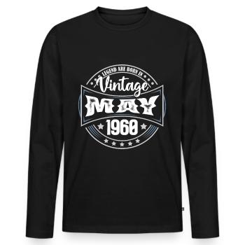 Mai 1960. Geburtstagsgeschenk Mai 1960. Mai - Männer Premium Bio Langarmshirt - Schwarz - Vorne - Nico (187cm)