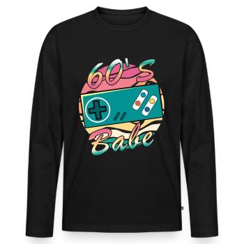 Gamer Girl Babe Retro 60s 60s 1960 - T-shirt manches longues Premium bio Homme - noir - Devant - Nico (187cm)