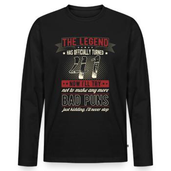 The legend officially 41 years 41st birthday - Men's Premium Organic Long Sleeve Shirt - black - Front - Nico (187cm)