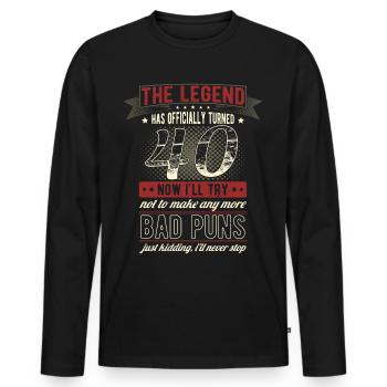 La légende officiellement 40 ans 40e anniversaire - T-shirt manches longues Premium bio Homme - noir - Devant - Nico (187cm)