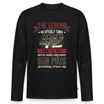 La légende officiellement 42 ans 42e anniversaire - T-shirt manches longues Premium bio Homme - noir - Devant - Nico (187cm)