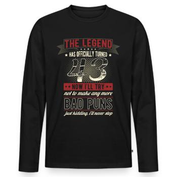 The legend officially 43 years 43rd birthday - Men's Premium Organic Long Sleeve Shirt - black - Front - Nico (187cm)