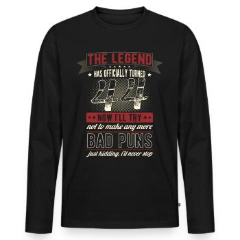 The legend officially 44 years 44th birthday - Men's Premium Organic Long Sleeve Shirt - black - Front - Nico (187cm)
