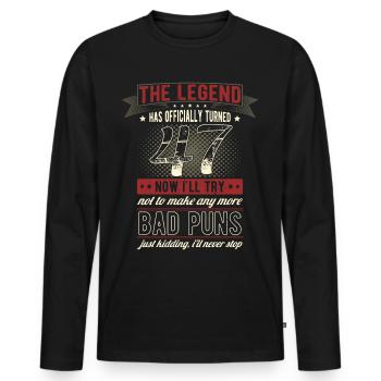 The legend officially 47 years 47th birthday - Men's Premium Organic Long Sleeve Shirt - black - Front - Nico (187cm)