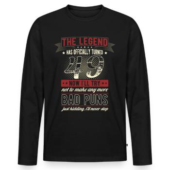 The legend officially 49 years 49th birthday - Men's Premium Organic Long Sleeve Shirt - black - Front - Nico (187cm)