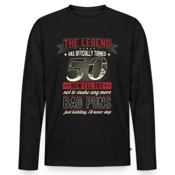 Legenden officielt 50 års 50 års fødselsdag - Premium økologisk langærmet T-shirt til mænd - sort - Foran - Nico (187cm)