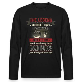 The legend officially 51 years 51st birthday - Men's Premium Organic Long Sleeve Shirt - black - Front - Nico (187cm)
