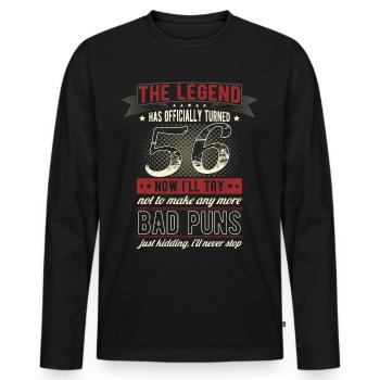 Die Legende Offiziell 56 Jahre 56. Geburtstag - Männer Premium Bio Langarmshirt - Schwarz - Vorne - Nico (187cm)
