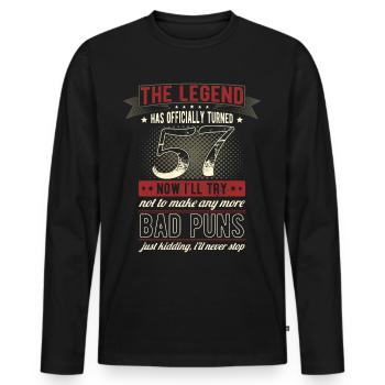 The legend officially 57 years 57th birthday - Men's Premium Organic Long Sleeve Shirt - black - Front - Nico (187cm)