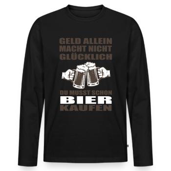 Bier - Männer Premium Bio Langarmshirt - Schwarz - Vorne - Nico (187cm)