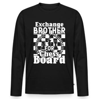 Échanger un frère contre un échiquier - T-shirt manches longues Premium bio Homme - noir - Devant - Nico (187cm)