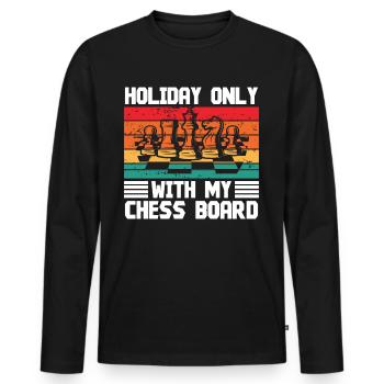 Vacances seulement avec mon échiquier - T-shirt manches longues Premium bio Homme - noir - Devant - Nico (187cm)