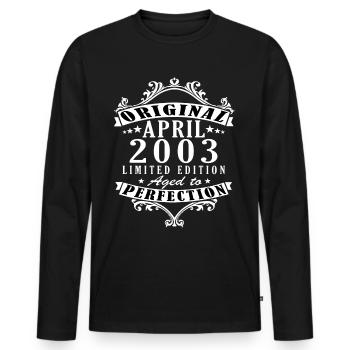 April 2003. Anniversary April 2003. Gift 2003. - Men's Premium Organic Long Sleeve Shirt - black - Front - Nico (187cm)