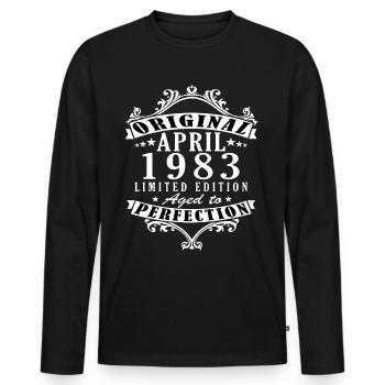1983 avril 1983 Anniversaire avril 1983 avril - T-shirt manches longues Premium bio Homme - noir - Devant - Nico (187cm)