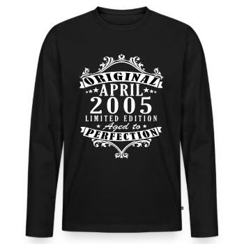Avril 2005 Cadeau d’anniversaire Avril 2005 Avril - T-shirt manches longues Premium bio Homme - noir - Devant - Nico (187cm)