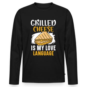 Le fromage grillé est ma langue d’amour Foodie Che - T-shirt manches longues Premium bio Homme - noir - Devant - Nico (187cm)