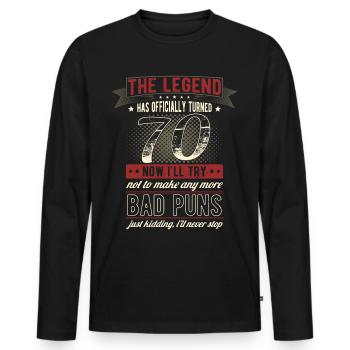 The legend officially 70 years 70th birthday - Men's Premium Organic Long Sleeve Shirt - black - Front - Nico (187cm)