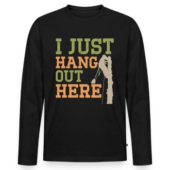 Ich hänge hier nur rum Baumpfleger Baumpfleger - Männer Premium Bio Langarmshirt - Schwarz - Vorne - Nico (187cm)