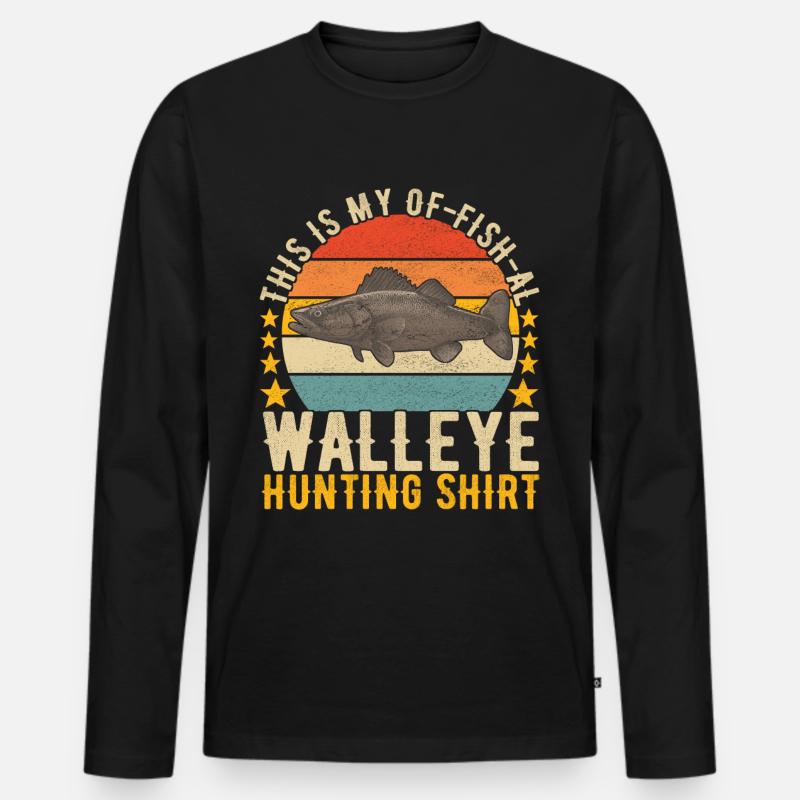 Walleye Fishing Angler - Männer Premium Bio Langarmshirt - Schwarz