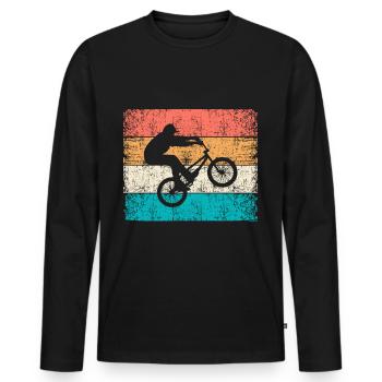 Bunnyhop BMX Vintage Stunt BMX - Männer Premium Bio Langarmshirt - Schwarz - Vorne - Nico (187cm)