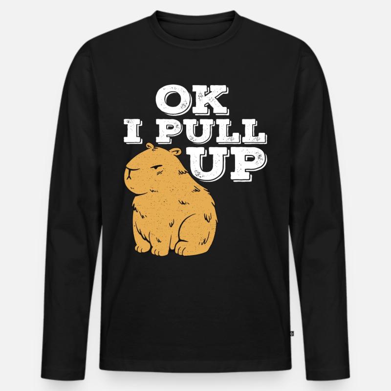 Ok I Pull Up - Männer Premium Bio Langarmshirt - Schwarz