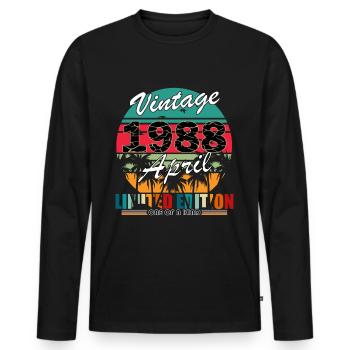 April 1988. Best birthday present April 1988. - Men's Premium Organic Long Sleeve Shirt - black - Front - Nico (187cm)