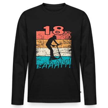 Scooter 18th Birthday 18 Gift Skatepark - T-shirt manches longues Premium bio Homme - noir - Devant - Nico (187cm)