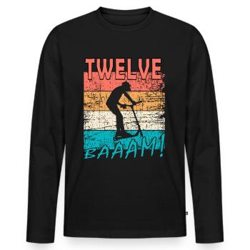 Scooter 12th Birthday 12 Gift Skatepark - T-shirt manches longues Premium bio Homme - noir - Devant - Nico (187cm)