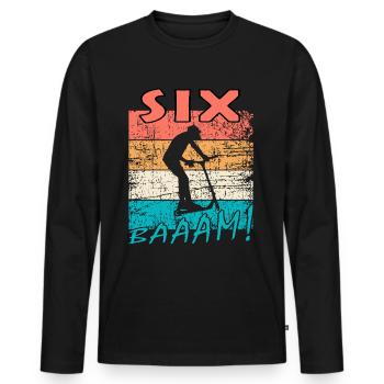 Scooter Stuntscooter 6. Geburtstag 6 - Männer Premium Bio Langarmshirt - Schwarz - Vorne - Nico (187cm)