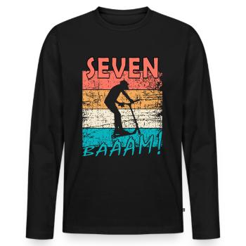 Scooter Stuntscooter 7. Geburtstag 7 - Männer Premium Bio Langarmshirt - Schwarz - Vorne - Nico (187cm)