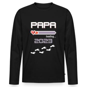 Papa 2023 loading... - Männer Premium Bio Langarmshirt - Schwarz - Vorne - Nico (187cm)