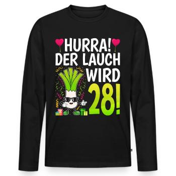 Hurra der Lauch wird 28 - Männer Premium Bio Langarmshirt - Schwarz - Vorne - Nico (187cm)