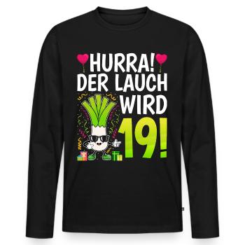 Hurra der Lauch wird 19 - Männer Premium Bio Langarmshirt - Schwarz - Vorne - Nico (187cm)