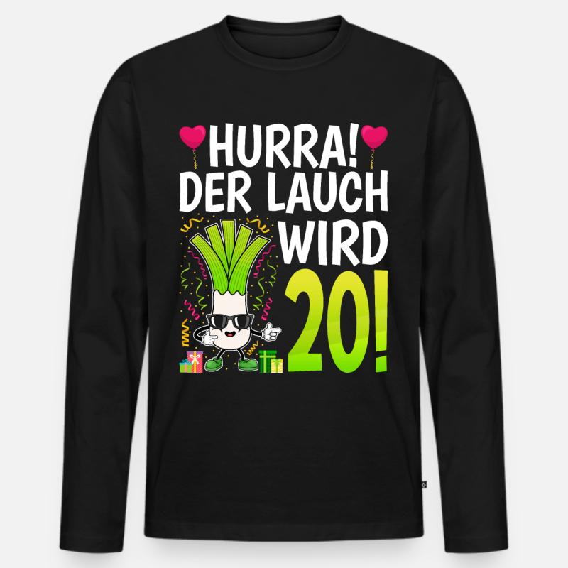 Hurra der Lauch wird 20 - Männer Premium Bio Langarmshirt - Schwarz