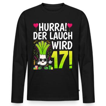 Hurra der Lauch wird 17 - Männer Premium Bio Langarmshirt - Schwarz - Vorne - Nico (187cm)